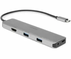 Rocstor 3.5mm/HDMI/USB/USB-C Audio/Video Adapter - 1 x USB Type C - Male - 1 x HDMI Digital Audio/Video - Female, 2 x USB Type A - Female, 1 x Mini-phone Audio - Female, 1 x USB Type C - Female - Silv