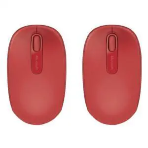 Microsoft Wireless Mobile Mouse 1850 Flame Red (2) - Wireless Connectivity - USB 2.0 Nano Transceiver - Built-in Storage for Transceiver - Ambidextrous Design - Up to 6-month Battery Life