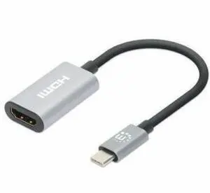 Manhattan 4K@60Hz USB-C to HDMI Adapter - 1 x 24-pin USB 3.2 Type C - Male - 1 x 19-pin HDMI Digital Audio/Video - Female - 3840 x 2160 Supported - Space Gray