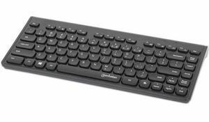 Manhattan Slim Wireless USB Mini Keyboard - Wireless Connectivity - RF - 32.81 ft - 2.40 GHz - USB Type A Interface - 82 Key(s) - Linux, ChromeOS, Windows 7, Windows 8.1, Windows 10, Windows 11 - Note