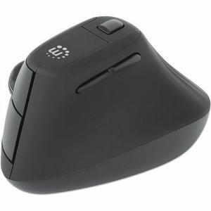 Manhattan Vertical Ergonomic Wireless USB Mouse - Optical - Wireless - 32.81 ft - Radio Frequency - 2.40 GHz - Black - USB Type A - 1600 dpi - Scroll Wheel - 6 Button(s) - Right-handed - 1 x AA Batter