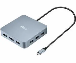 Adesso AUH-4051 Docking Station - for Notebook/Monitor - Charging Capability - 65 W - USB Type C - 3 Displays Supported - 4K @ 60Hz, 8K @ 30Hz - 3840 x 2160, 7680 x 4320 - 5 x USB Ports - 3 x USB Type