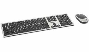 Manhattan MWK7400 Wireless USB Keyboard and Mouse Combo Set - USB Type A Scissors Wireless RF 2.40 GHz Keyboard - 109 Key - Silver, Black - USB Type A Wireless RF Mouse - Optical - 1200 dpi - 3 Button