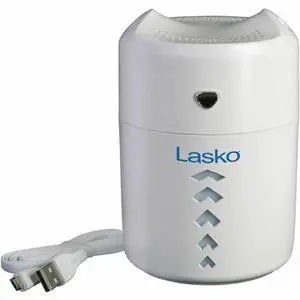 Lasko Ultrasonic Personal Cool Mist Humidifier with Nightlight, UH150, White - Dual Mist, Cool Mist, Ultrasonic - 13.53 fl oz Tank - 190 Sq. ft. - White