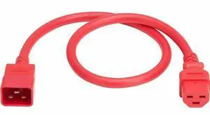 Eaton Tripp Lite Series Power Cord, C20 to C21 - Heavy-Duty, 20A, 250V, 12 AWG, 2 ft. (0.6 m), Red