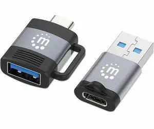 Manhattan 2-Piece Set: USB-C to USB-A & USB-A to USB-C Adapters - 1 x 24-pin USB 3.2 (Gen1) Type C - Male, 1 x 9-Pin USB 3.2 (Gen1) Type A - Female - 1 x 24-pin USB 3.2 (Gen1) Type C - Female, 1 x