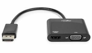 Rocstor DisplayPort 1.2 to HDMI & VGA Multiport Active Video Adapter – 4K/60Hz – Black