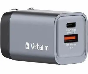 Verbatim 35W 2-Port GaN Wall Charger - 35 W - 120 V AC, 230 V AC Input - 1