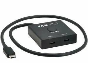 Eaton Tripp Lite Series 2x1 Bi-Directional USB-C Switch - 8K 60 Hz Video, HDCP Passthrough, USB 3.2 Gen 2, 100W PD Charging, Black - USB Type C - 1.25 GB/s, 5 GB/s - Notebook, Portable Speaker, Smartp