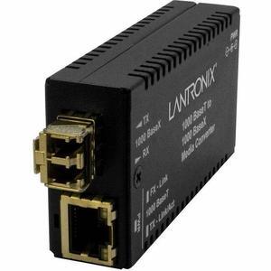 Lantronix M/GE-T-SX-01(LC) Transceiver/Media Converter - 1 x Network (RJ-45) - 1 x LC Ports - Multi-mode - 0 mil Fiber - Gigabit Ethernet - 1000Base-T, 1000Base-SX - 1000 Mbit/s - 0.55 km - AC/DC - Wa
