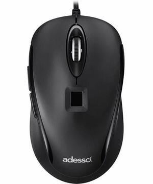 Adesso iMouse F1 Wired USB Mouse with Fingerprint Reader (TAA Compliant) - Optical - Cable - USB Type A - 1200 dpi - Scroll Wheel - 5 Button(s) - Right-handed - TAA Compliant