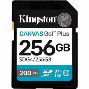 Kingston Canvas Go! Plus 256 GB Class 10/UHS-I (U3) V30 SDXC - 200 MB/s Read - 160 MB/s Write - Lifetime Warranty