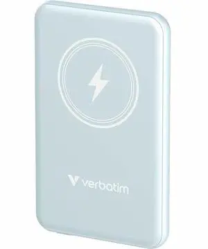 Verbatim Charge 'n' Go Magnetic Wireless Power Bank 5000 mAh - Blue - For Smartphone - 5000 mAh - 20 W - USB Type-C Connector - 1 x USB - Blue
