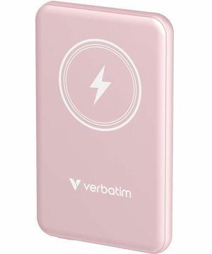 Verbatim Charge 'n' Go Magnetic Wireless Power Bank 5000 mAh - Pink - For Smartphone, Qi-enabled Device - Lithium Polymer (Li-Polymer) - 5000 mAh - 15 W - 2.40 A, 2.22 A, 1.67 A - 5 V DC, 9