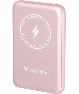 Verbatim Charge 'n' Go Magnetic Wireless Power Bank 10000 mAh - Pink - 10000 mAh - 20 W - USB Type-C Connector - 1 x USB - Pink