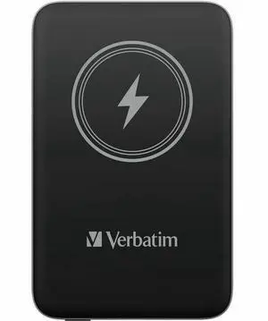 Verbatim Charge 'n' Go Magnetic Wireless Power Bank 10000 mAh - Black - For Smartphone - Lithium Polymer (Li-Polymer) - 10000 mAh - 15 W - 2.40 A, 2.22 A, 1.67 A - 5 V DC, 9 V DC, 12 V DC Ou