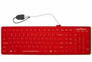 Seal Shield Seal Silk Pro SRK104 Keyboard - Cable Connectivity - USB Interface - Windows 11 - PC - Mechanical Keyswitch - Red