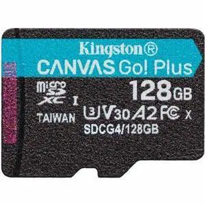Kingston Canvas Go! Plus 128 GB Class 10/UHS-I (U3) V30 microSDXC - 200 MB/s Read - Lifetime Warranty