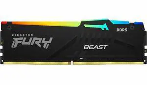 Kingston FURY Beast RAM Module - For Motherboard - 32 GB (1 x 32GB) - RGB - DDR5-5200/PC5-41600 DDR5 SDRAM - 5200 MHz Single-rank Memory - CL40 - 1.25 V - Non-ECC - Unbuffered - 288-pin - DIMM - Lifet
