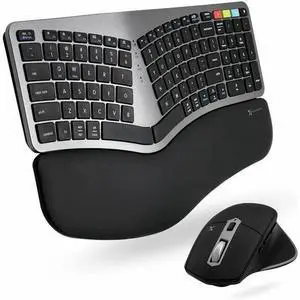 Macally X9 Performance Keyboard and Mouse - Scissors Wireless Bluetooth/RF 2.40 GHz Keyboard - Wireless Bluetooth/RF Mouse - Compatible with Notebook, Computer, Desktop Computer for PC, Mac