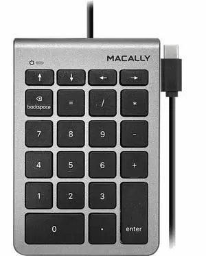 Macally Wired USB C Numeric Keypad for Mac - Work Better - Type C Number Pad for MacBook Pro/Air, iMac, and PC - USB C Wired Number Pad with 5ft Cable and Arrow Keys - 10 Key USB Keypad for Laptop