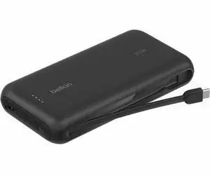 Belkin BoostCharge Power Bank 20K With Integrated Cable - For Smartphone, iPhone, Tablet PC, iPad mini, iPad, iPad Pro - 20000 mAh - USB Type-C Connector - 2 x USB - Black