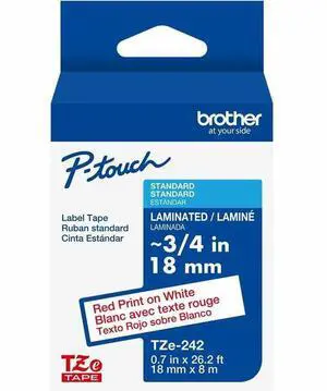 Brother P-touch TZe Laminated Label Tape - - DiameterTape - White - Laminated - Easy to Read, Temperature Resistant, Customizable, Long Lasting, Peeling Resistant, Fade Resistant - 26.20 ft Roll Lengt