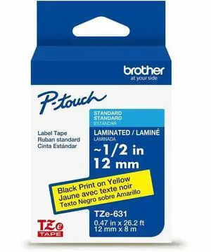 Brother P-touch Extra-Strength TZe Tape Cartridge - - DiameterCartridge - Yellow - Water Resistant - Laminated - Strong, Durable, Customizable, Long Lasting, Abrasion Resistant, Chemical Resistant, Fa