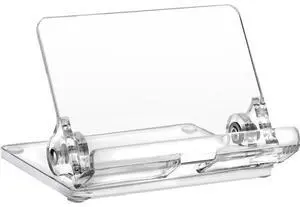 Kantek Mobile Phone Stand - Portrait, Landscape - Acrylic - Clear - Adjustable Angle, Foldable, Non-skid Feet - 1 Each