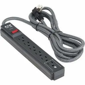 Eaton Tripp Lite Series Protect It! 6-Outlet Surge Protector - 5-15R Outlets, 1200 Joules, 20 ft. (6.1 m) Braided Cord, Black - Black - NEMA 5-15P - 6 x NEMA 5-15R - 1800 VA - 1200 J - 120 V AC Input