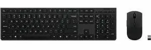 Lenovo Professional Wireless Rechargeable Combo Keyboard and Mouse -US English - USB Type A Scissors Wireless Bluetooth/RF 2.40 GHz Keyboard - English (US) - Gray - USB Type A Wireless Bluetooth/RF Mo