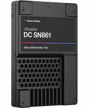 Western Digital Ultrastar DC SN861 WUS6BA176PSP9X3 7.68 TB Solid State Drive - 2.5" Internal - U.2 (PCI Express NVMe 5.0 x4) - Black - Data Center Device Supported - 1 DWPD