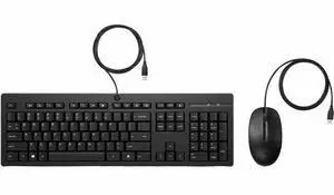 HP 225 Wired Mouse and Keyboard Combo (AX2Y7AA) - USB Type A Plunger Cable Keyboard - English (US), English (Canada) - Black - USB Type A Cable Mouse - Red Tracking - 1200 dpi - 3 Button - Scroll Whee