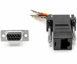 Rocstor DB9 to RJ45 Modular Serial Adapter - Black - 1 x 9-pin DB-9 Serial - Female - 1 x RJ-45 Network - Female - Gold Connector - Gold Contact - Black