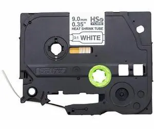 Brother Laminated Tape for P-touch Label Marker - - DiameterTape - Black on White - Laminated - Heat-shrinkable - For Label Maker - 1 Each