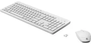 HP 230 Wireless Mouse And Keyboard Combo - USB Type A Wireless Bluetooth 2.40 GHz Keyboard - White - USB Type A Wireless Bluetooth Mouse - Optical - White - Compatible with PC