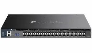 TP-Link Omada 26-Port 10G Stackable L3 Managed Aggregation Switch with 6 25G Slots - Manageable - 10 Gigabit Ethernet, 25 Gigabit Ethernet - 10GBase-X, 25GBase-X - 3 Layer Supported - 86.70 W Power Co