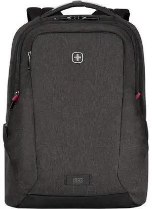 Wenger MX Professional Carrying Case (Backpack) for 10" to 16" Notebook - Heather Gray - Water Resistant Zipper - Polyester Body - Trolley Strap, Handle, Shoulder Strap - 17.7" Height x