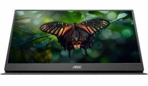 AOC 16E10 - 15.6 inch Portable Monitor, LED, FHD, 2xUSB-C, Mini-HDMI, 3 Year Manufacturer Warranty - 16" - 15.6" Viewable - In-plane Switching (IPS) Technology - LED Backlight - 1920 x 1080