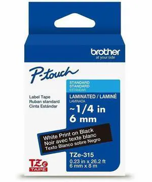1/4" Wht on Blk Label Tape