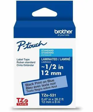 Brother Genuine P-touch TZe531 BK on BK Label Tape Laminated 12mmX8m TZE531G