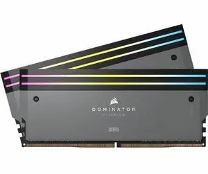 Corsair Dominator 64G Titanium RGB RAM Module - 64 GB (2 x 32GB) - RGB - DDR5-6000/PC5-48000 DDR5 SDRAM - CL30 - 1.10 V - Unbuffered - 288-pin  (CMP64GX5M2B6000Z30)