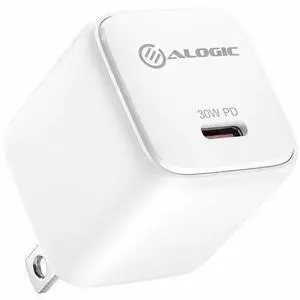 Alogic 30W Rapid Power Mini GaN Charger - 30 W - 120 V AC, 230 V AC Input - 5 V DC, 9 V DC, 12 V DC Output - 3 A