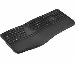 Kensington Pro Fit Ergo KB680 EQ Rechargeable Keyboard - Wireless Connectivity - Bluetooth/RF - 5.4 - 2.40 GHz - USB Type A Interface - CoPilot Hot Key(s) - Windows, Mac OS - PC, Mac - Black
