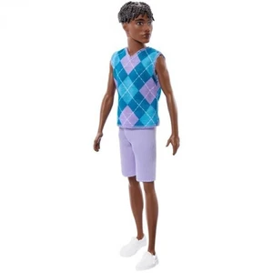 Barbie Fashionistas Ken Doll #253 in Lavender Shorts, Argyle Top, Brown Hair Barbie Fashionistas Ken Doll #253 in Lavender Shorts, Argyle Top, Brown Hair