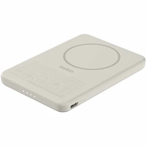 Belkin BoostCharge Slim Magnetic Power Bank 5K, Sand - For Smartphone, iPhone, Earbud, USB Type C Device, MagSafe-enabled Device, Android Device, Qi2-enabled Device, Universal - 5000 mAh - 7.50 W - US Belkin BoostCharge Slim Magnetic Power Bank 5K, Sand - For Smartphone, iPhone, Earbud, USB Type C Device, MagSafe-enabled Device, Android Device, Qi2-enabled Device, Universal - 5000 mAh - 7.50 W - US