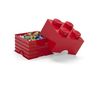 LEGO Stackable Storage Brick With 4 Knobs, Bright Red LEGO Stackable Storage Brick With 4 Knobs, Bright Red