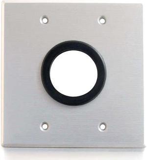 C2g 1.5In Grommet Cable Pass Through Double Gang Wall Plate - Brushed Aluminum
