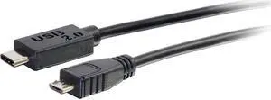 C2G 28852 USB 2.0 USB-C to USB Micro-B Cable M/M for Phones, Laptops, Tablets, Chromebook Pixel, Samsung Galaxy TabPro S, LG G6, Apple Macbook, Black (10 Feet, 3.04 Meters)