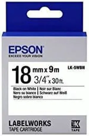 Epson LabelWorks Standard LK Tape Cartridge ~3/4" Black on White